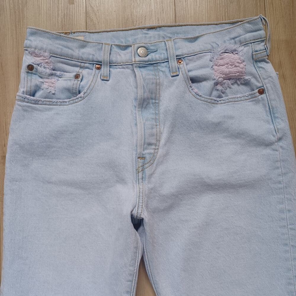 OOAK Custom Light Pink Tinted VTG Levi's 501 Destroyed Jeans 30 - Picture 7 of 16